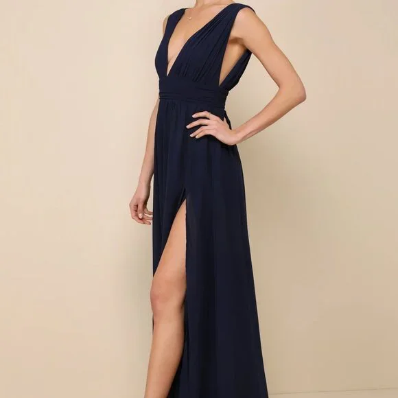 Lulus Heavenly Hues Navy Blue Maxi Dress - Size M - Picture 6 of 7